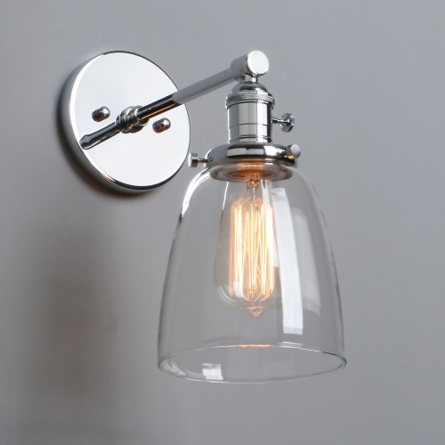 Retro Industrial Cloche Clear Glass LampShade Edison Chic Wall Light Sconce